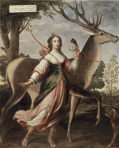 Marie Aimée de Rohan - Duchesse de Chevreuse en Diane chasseresse - Portrait attribué à Claude Deruet